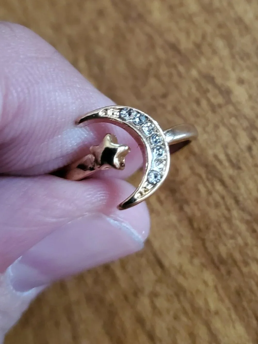 Moon and Star Rose Gold Ring